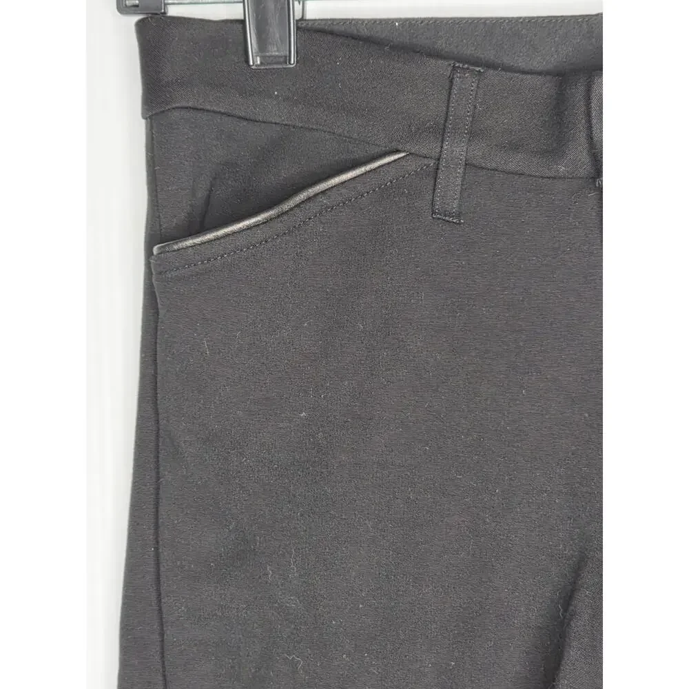 Ralph Lauren Size S Black Slim Fit Trousers With Leather-Look Trim